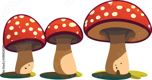 Mushroom cartoon drawing isolated on white vector illustration