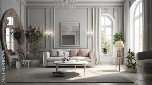 Living room interior in classic style.generative ai © S...