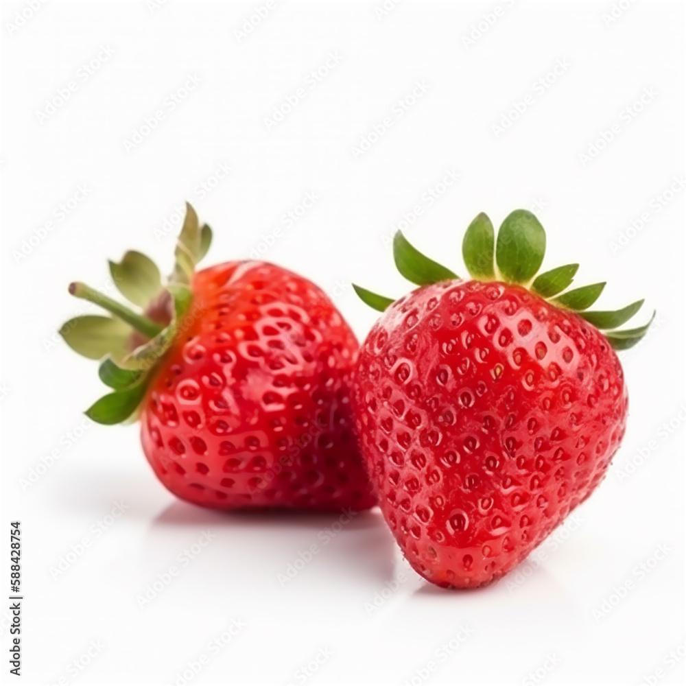 Fresh, red and tasty strawberries isolated on a white background. AI generated content Fresh, red and tasty strawberries isolated on a white background. AI generated content