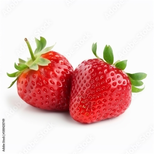 Fresh  red and tasty strawberries isolated on a white background. AI generated content