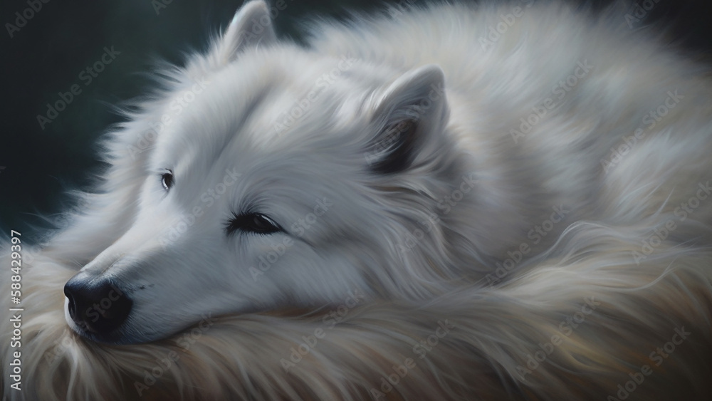 portrait of a white dog, portrait of a dog, oil painting of a dog, generative ai portrait of a white dog, portrait of a dog, oil painting of a dog, generative ai
