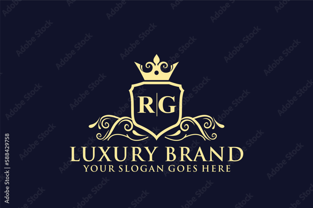 letter Initial RG elegant luxury monogram logo or badge template with ...