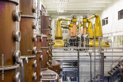 Obraz na płótnie Fermentation tank for making different type of whiskey in the distillery