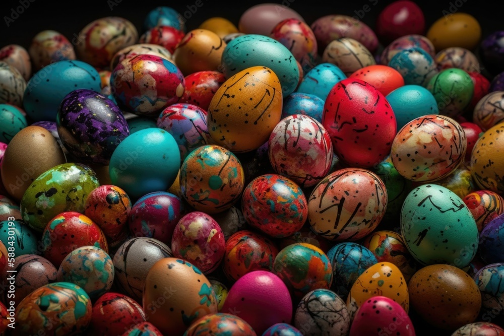 Joyful Abstract Easter Eggs Close-up - Generative AI
