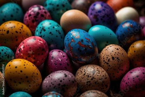 Joyful Abstract Easter Eggs Close-up - Generative AI