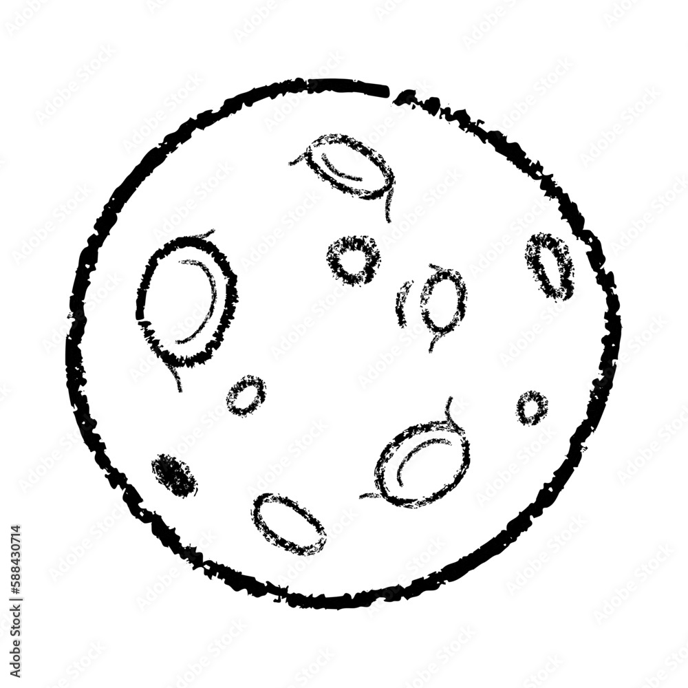 Chalk Drawn Moon. Hand Drawn Space Illustration Chalk Drawn Moon. Hand Drawn Space Illustration