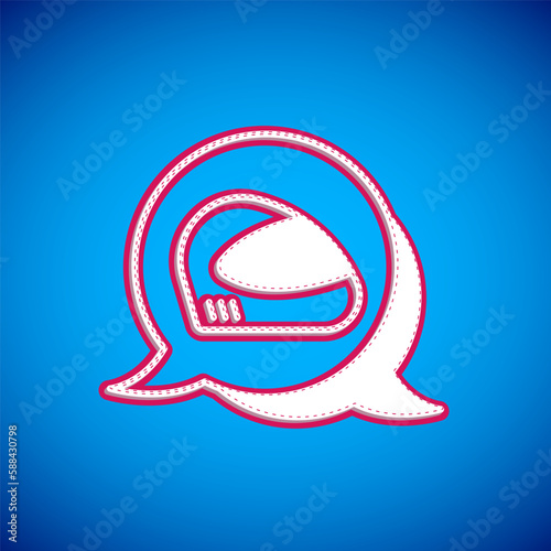 White Racing helmet icon isolated on blue background. Extreme sport. Sport equipment. Vector