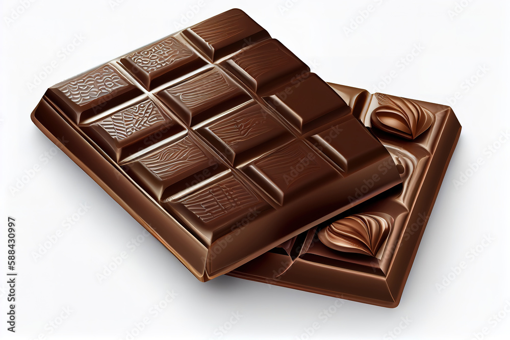 Dark chocolate on white background. Generative Ai Dark chocolate on white background. Generative Ai