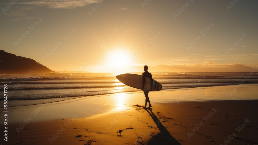 Endless Summer: A Surfer's Journey Into the Sunset, AI Generative
