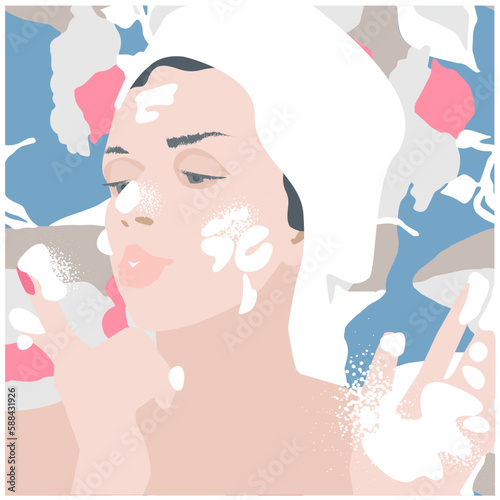 Face, skin care. Cleaning, humidification