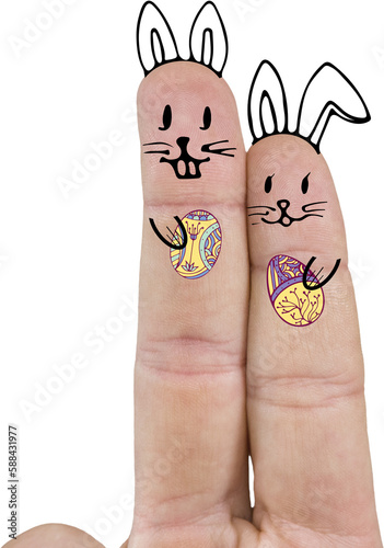 Fingers representing Easter bunny 