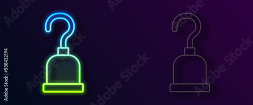 Glowing neon line Pirate hook icon isolated on black background. Happy Halloween party. Vector