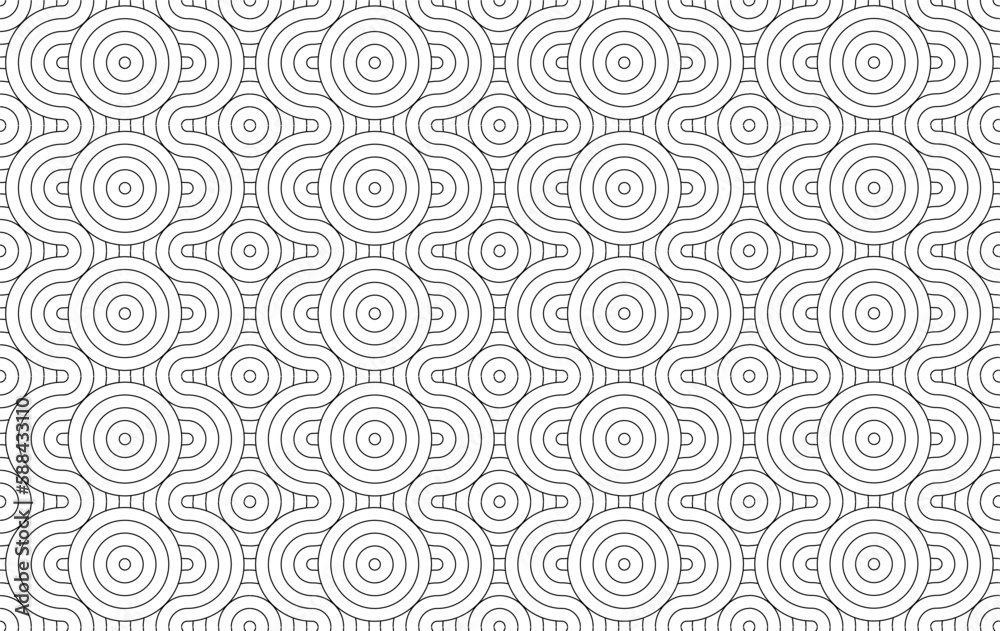 Seamless contemporary traditional oriental geometric curve pattern. Creative art motif vector illustration Seamless contemporary traditional oriental geometric curve pattern. Creative art motif vector illustration