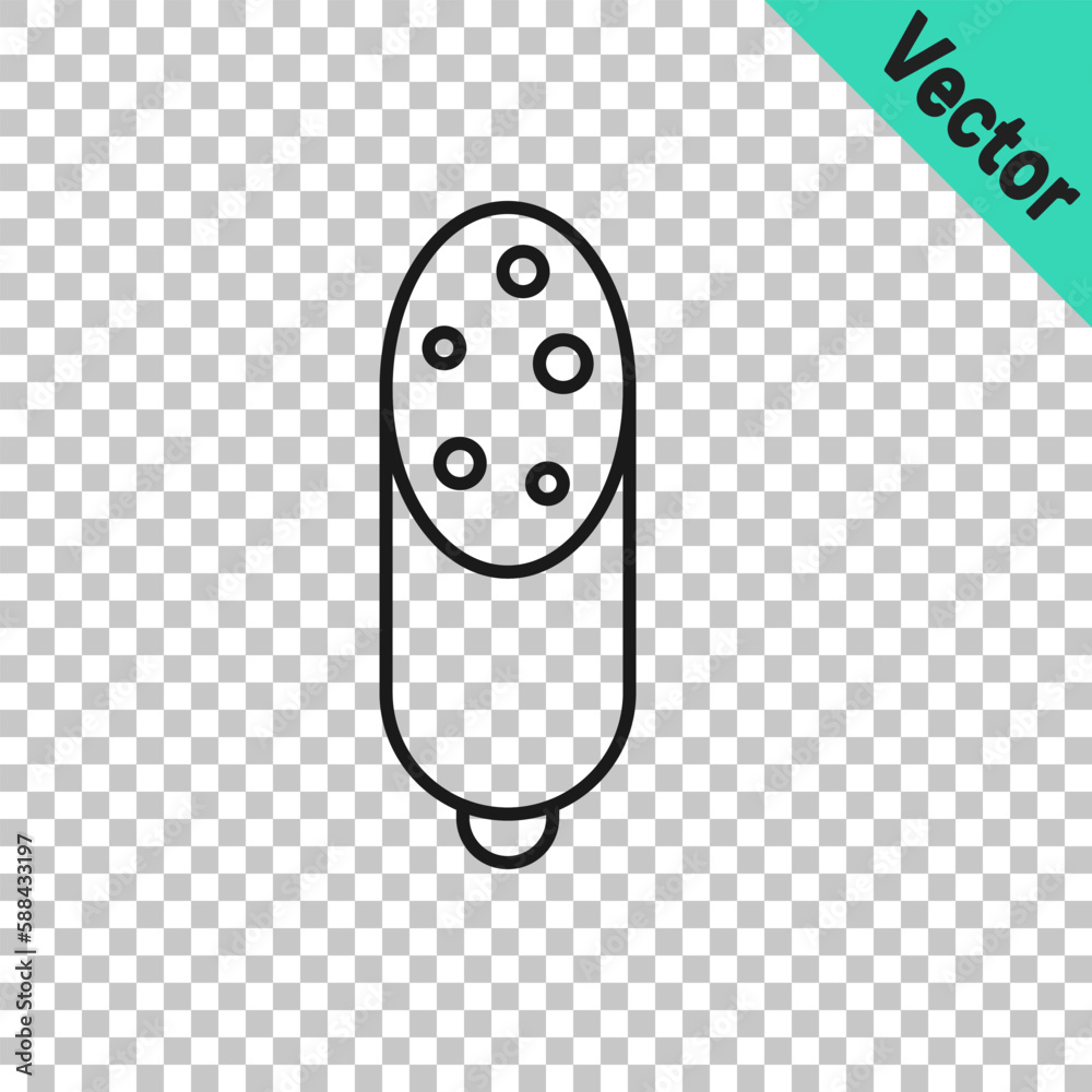 Black line Salami sausage icon isolated on transparent background. Meat delicatessen product. Vector Black line Salami sausage icon isolated on transparent background. Meat delicatessen product. Vector