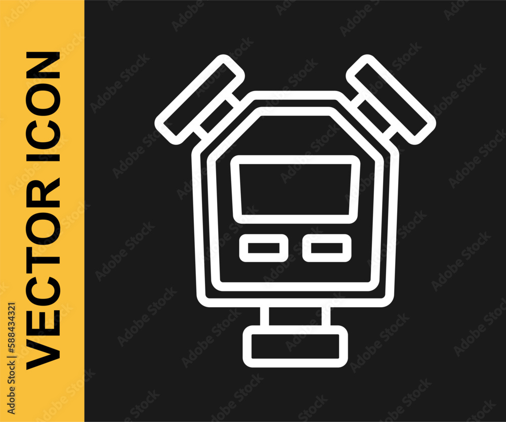 White line Stopwatch icon isolated on black background. Time timer sign. Chronometer sign. Vector White line Stopwatch icon isolated on black background. Time timer sign. Chronometer sign. Vector