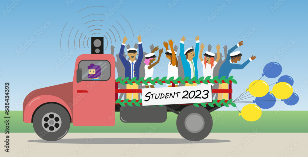 Naklejka premium Young students celebrating graduation 