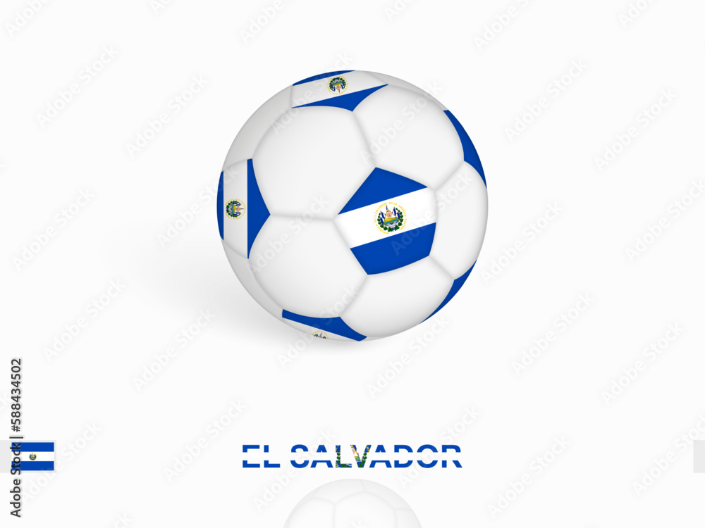 Soccer ball with the El Salvador flag, football sport equipment.