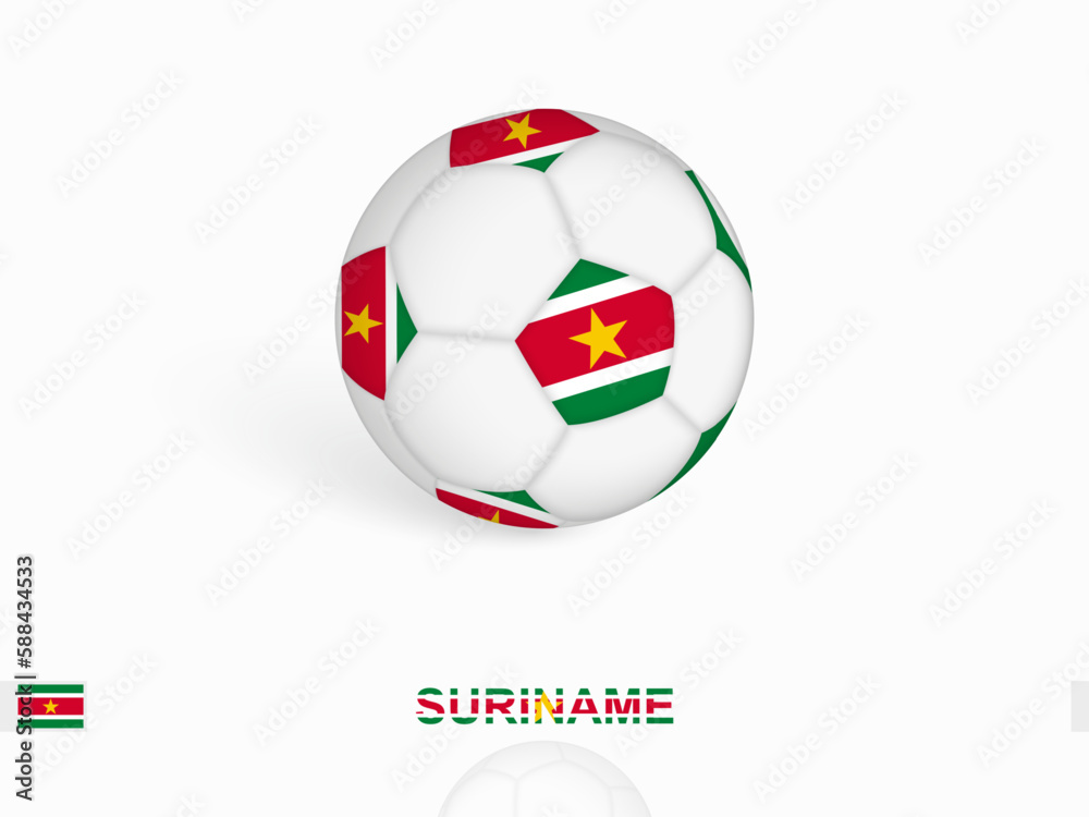 Soccer ball with the Suriname flag, football sport equipment. Soccer ball with the Suriname flag, football sport equipment.