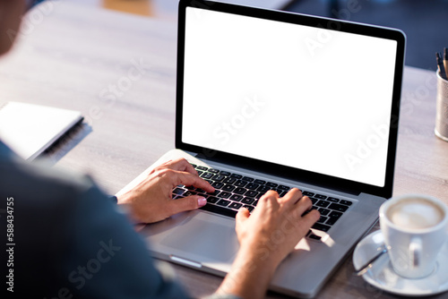 Cropped image of man working on laptop
