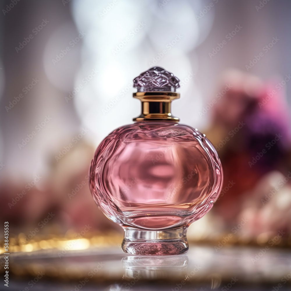 pink perfume bottle, generative ai pink perfume bottle, generative ai