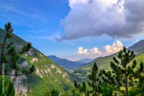 View of the mountain range in Montenegro in summer