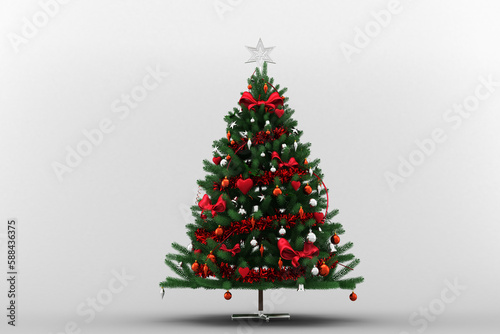 Decorated green Christmas tree  photo