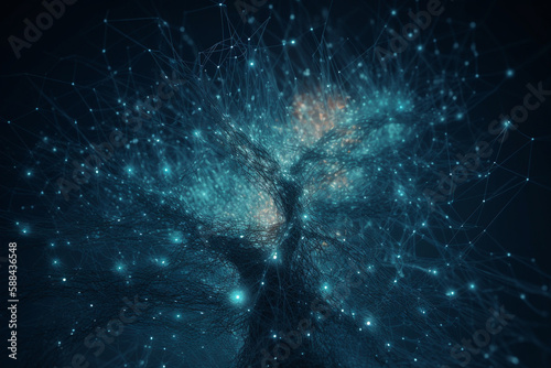 A vast neural network, conceptual abstract illustration. Generative AI photo