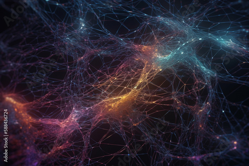A vast neural network  conceptual abstract illustration. Generative AI