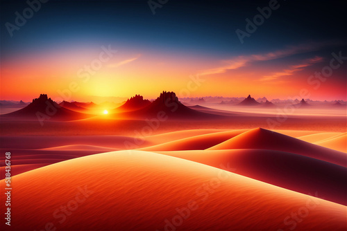 Sunset in the desert  generative AI