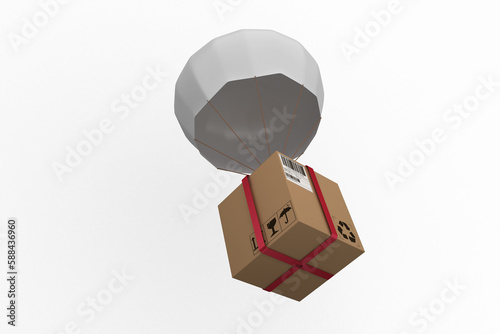 Parachute carrying cardboard box