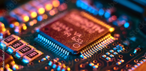 Behang Computer Microchips and Processors on Electronic circuit board