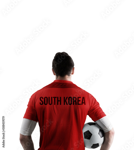 South korea football player holding ball