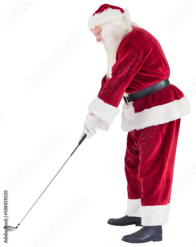 Santa Claus is playing golf 