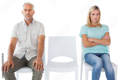 Unhappy couple not speaking to each other 