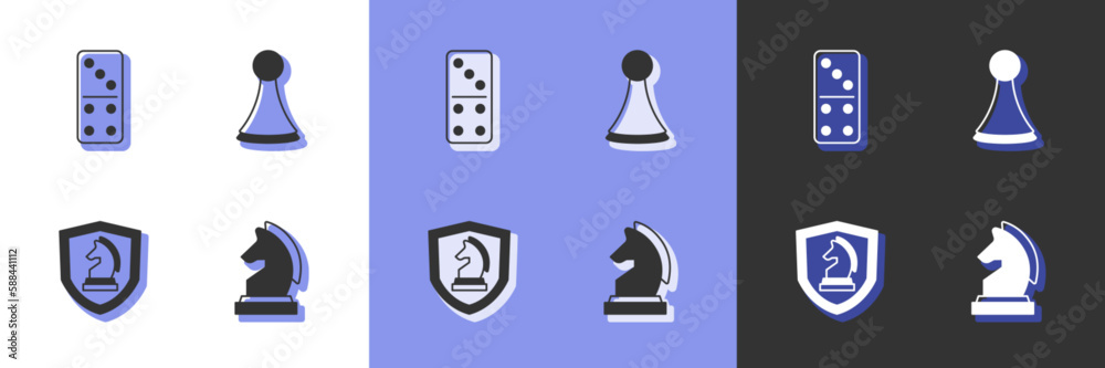 Set Chess, Domino, and Chip for board game icon. Vector Set Chess, Domino, and Chip for board game icon. Vector