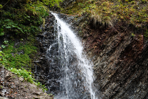 Zhenetskyi Huk waterfall in Carpathians  Gorgany mountains  western Ukraine