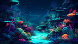 Underwater landscape, digital art. Generative AI