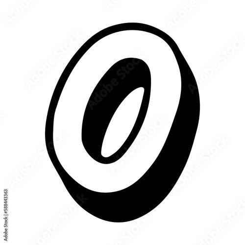 Figure 0 Or Zero. Outline Hand Drawn Illustration