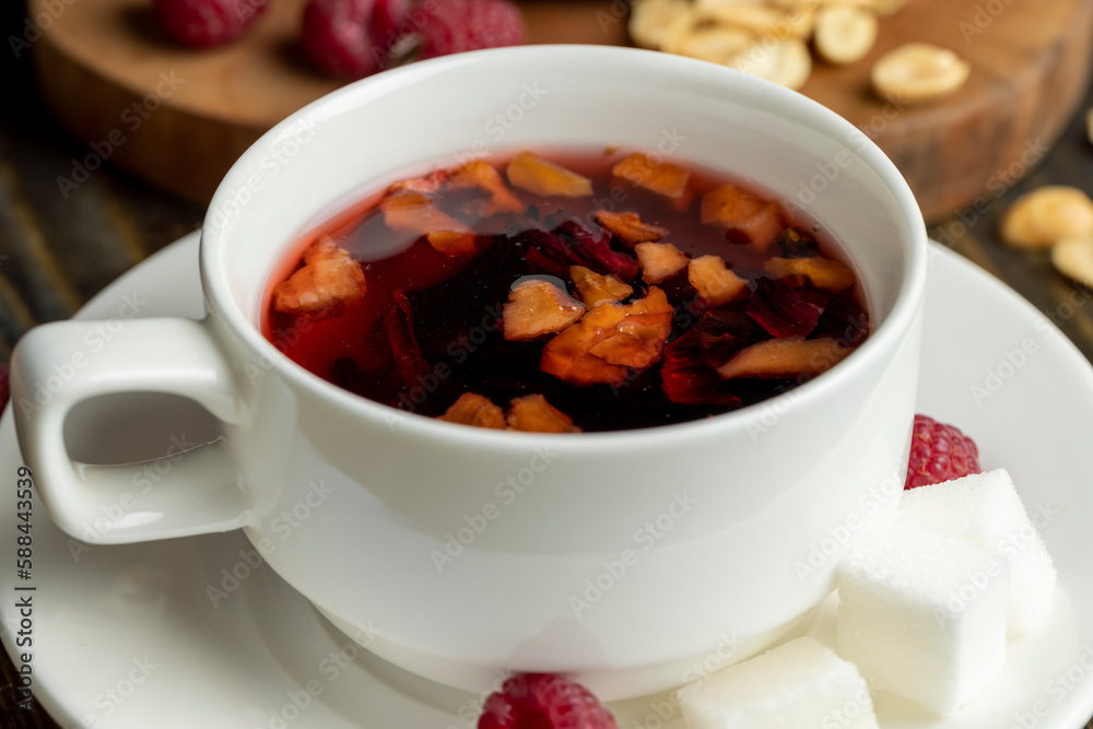 A mug of red tea on the table