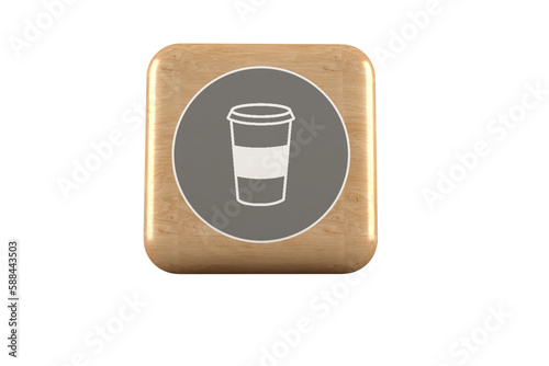 Digital composite image of disposable glass icon on cube