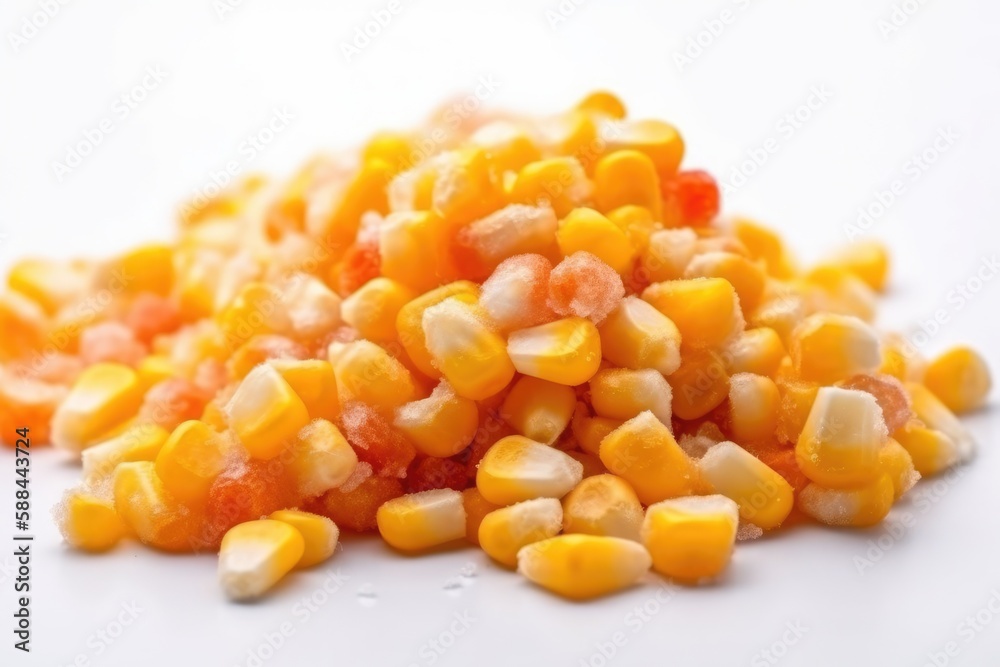 Frozen Corn On White Background. Generative AI Frozen Corn On White Background. Generative AI