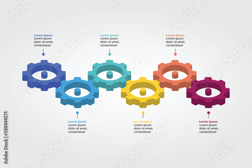 cog element for system template for infographic for presentation for 6 element