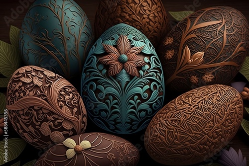 Beautiful metal eastereggs.  Created using generative AI.