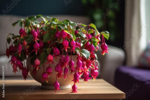 Fuchsia With Hanging, Bell. Generative AI photo