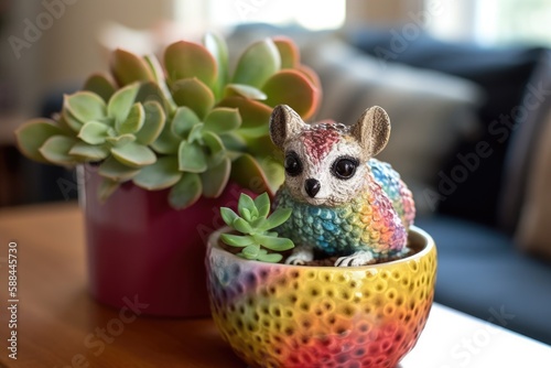 Kalanchoe With Colorful, Succulent Leaves In A Cute And Quirky Animal. Generative AI photo