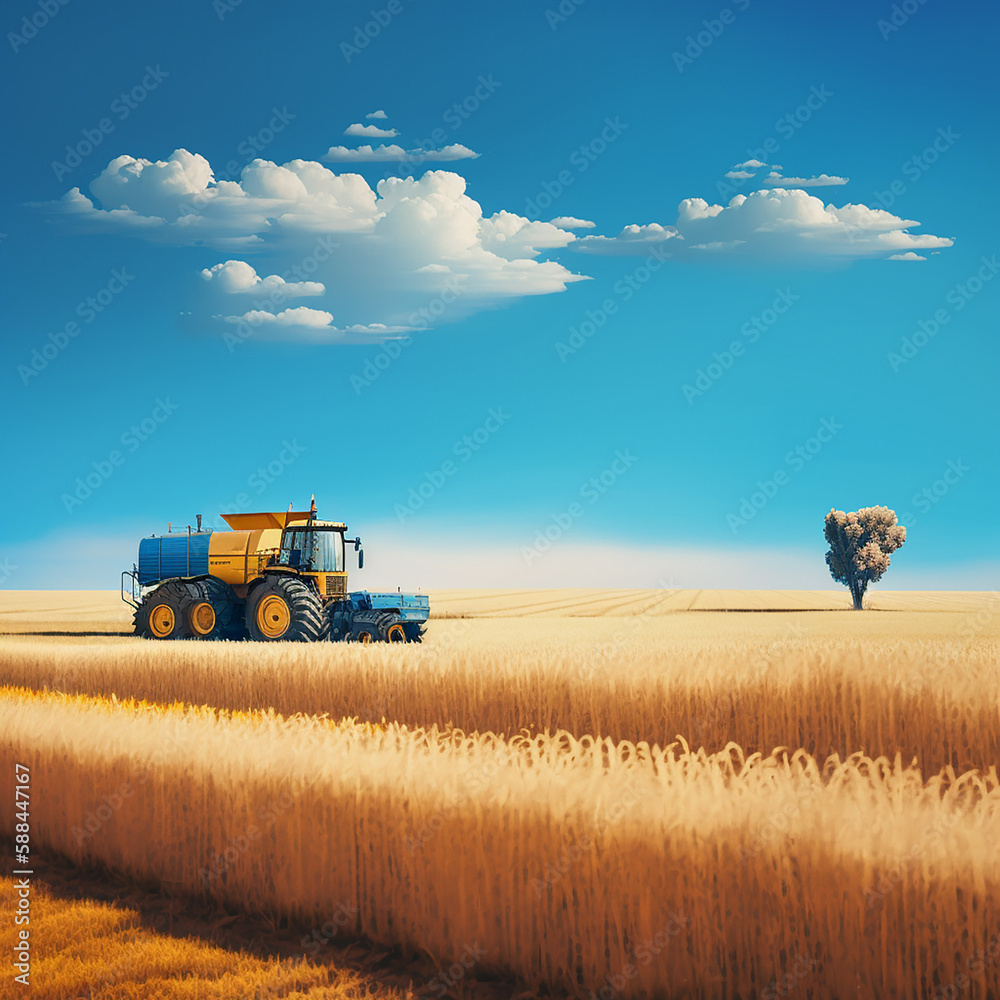 Obraz premium combine harvester in field