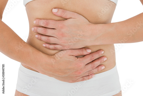 Fit woman with stomach pain 