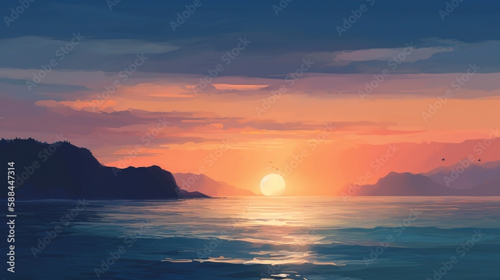 sunset over the sea AI Generated