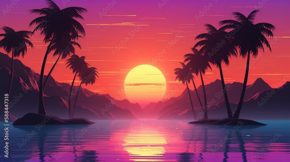 sunset over the sea AI Generated
