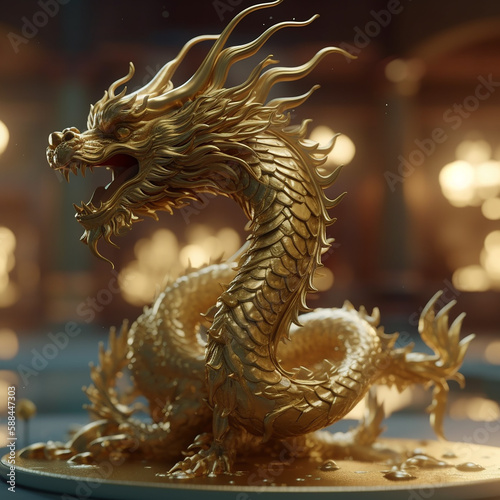golden dragon statue © Andrii Yablonskyi